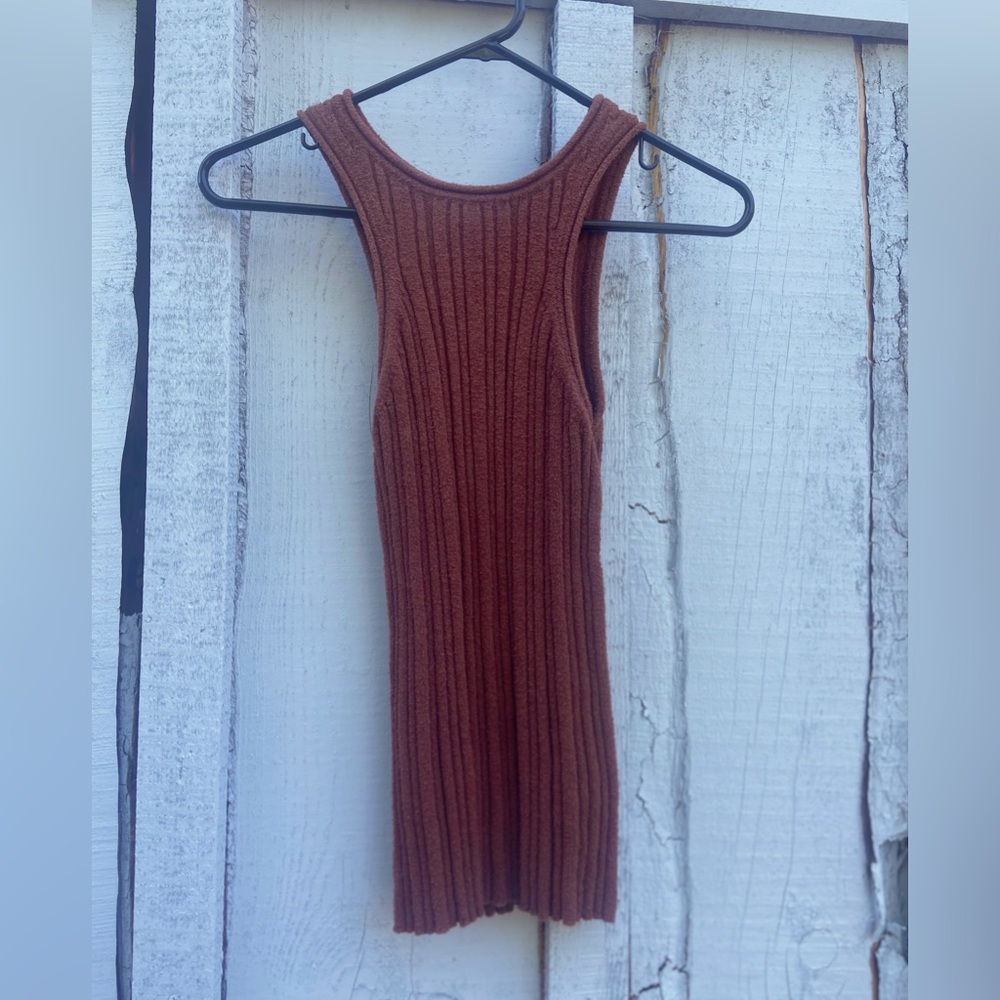 Anthropologie Ribbed Racer Front Fitted Tank